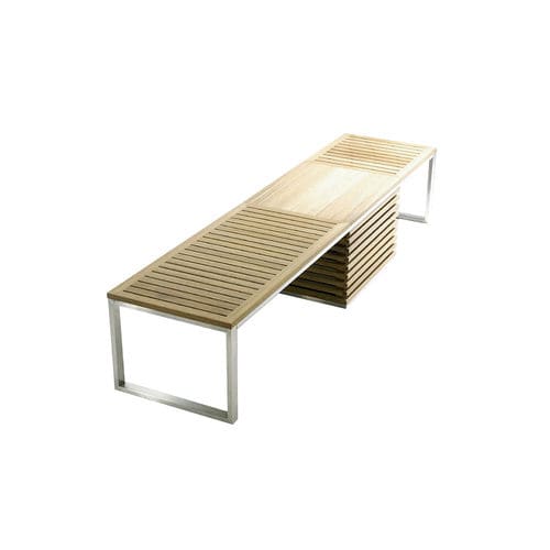 Panca da giardino contemporanea - TAJI - KENKOON - in teak / in acciaio inossidabile
