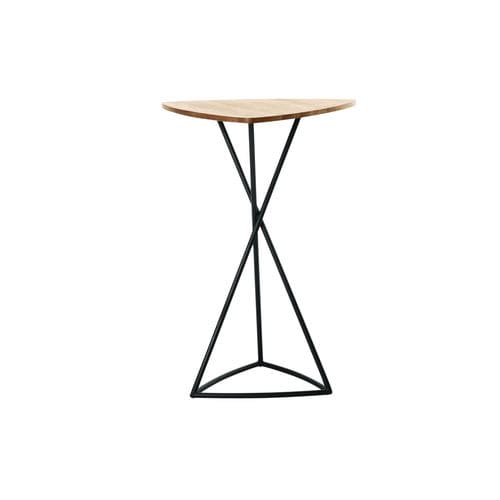 Tavolo alto contemporaneo - BLACK BEO - KENKOON - in teak / in acciaio inossidabile / triangolare