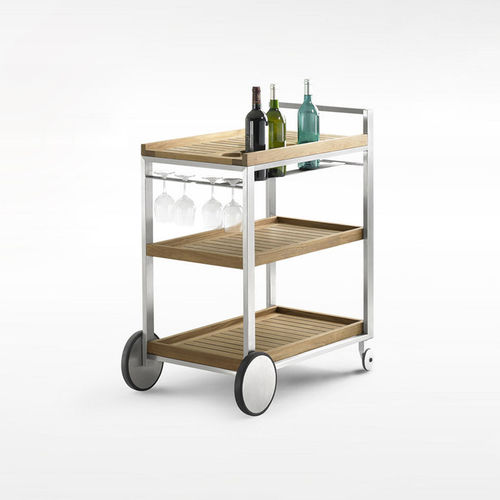 Carrello portavivande per uso residenziale - BIBI - KENKOON - da giardino / in teak / in acciaio inossidabile