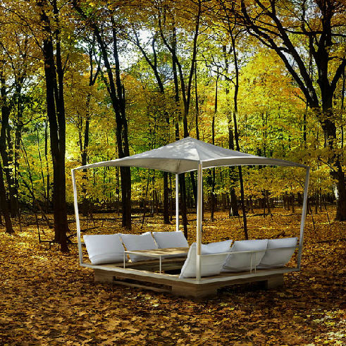 Gazebo in teak - GAZ - KENKOON - tetto in tela