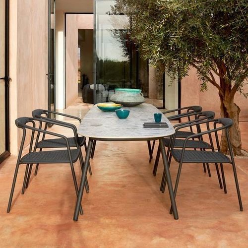 Tavolo da pranzo contemporaneo - Minus - MANUTTI - in ceramica / con supporto in alluminio / rettangolare