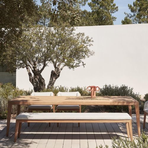 Tavolo da pranzo contemporaneo - Sunrise  - MANUTTI - in teak / con supporto in teak / rettangolare