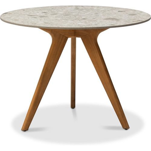 Tavolo alto contemporaneo - Torsa  - MANUTTI - in ceramica / in marmo / con supporto in teak