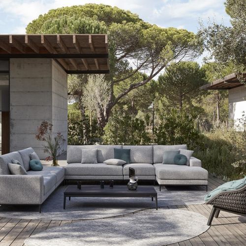 Tavolino basso contemporaneo - Zendo Sense - MANUTTI - in teak / in ceramica / con supporto in alluminio