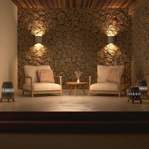 Tavolino basso contemporaneo - Torsa  - MANUTTI - in ceramica / in marmo / con supporto in teak