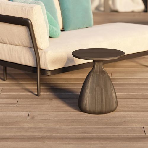 Tavolo d'appoggio contemporaneo - Tsuki  - MANUTTI - in teak / con supporto in teak / rotondo