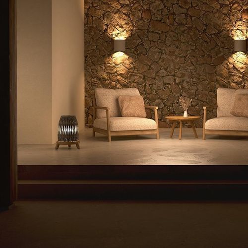 Lampada da terra - Sandua  - MANUTTI - in teak / in polietilene ad alta densità HDPE / contemporanea
