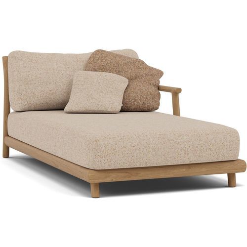 Dormeuse contemporanea - Muyu left - MANUTTI - in tessuto / in teak / con supporto in teak