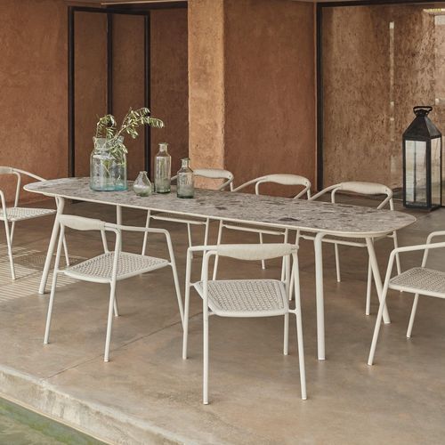 Tavolo da pranzo contemporaneo - Minus  - MANUTTI - in ceramica / con supporto in alluminio / rettangolare