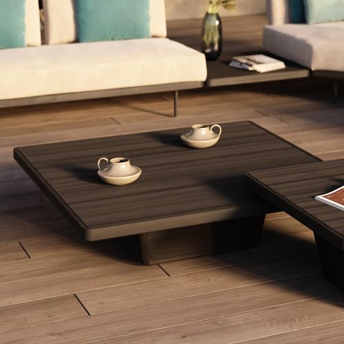 Tavolino basso contemporaneo - Cobi  - MANUTTI - in teak / con supporto in teak / quadrato