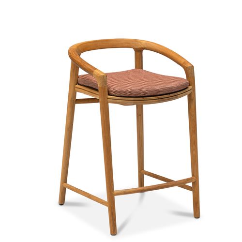 Sgabello da bar contemporaneo - SOLID - MANUTTI - in tessuto / con supporto in teak / con 4 gambe