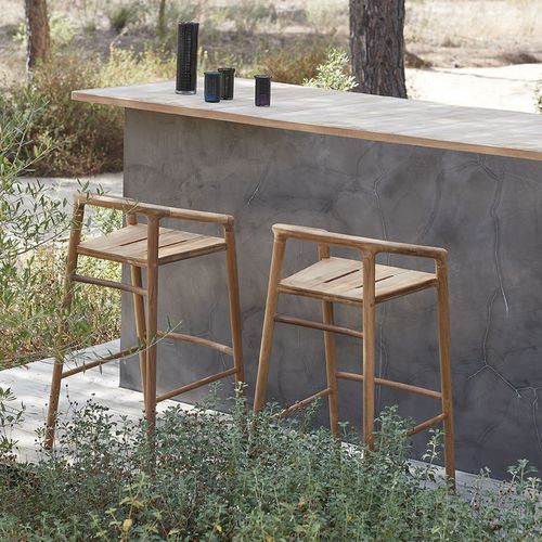 Sedia alta contemporanea - SOLID - MANUTTI - da esterno / in tessuto / in teak