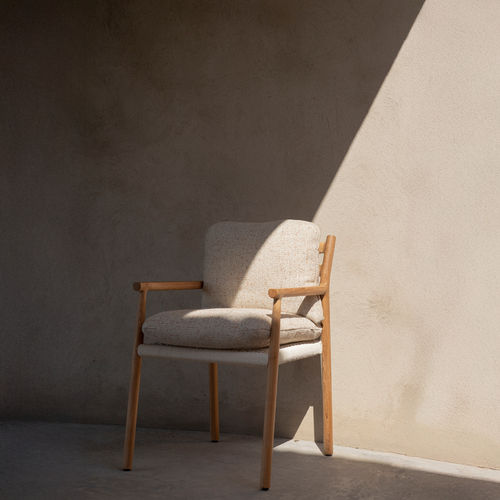 Sedia da pranzo contemporanea - MUYU - MANUTTI - da esterno / in tessuto / con supporto in teak