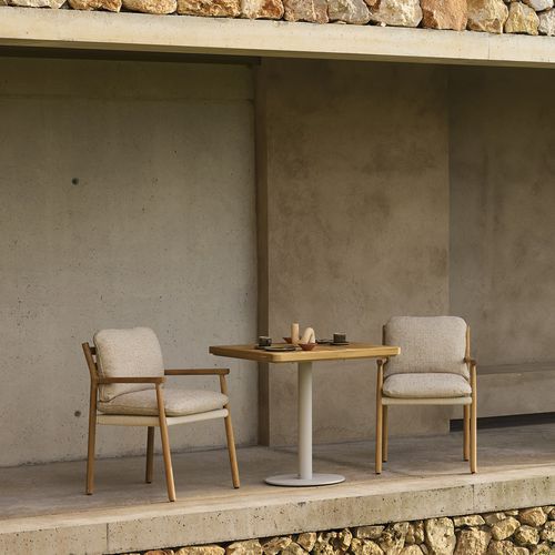 Tavolo da pranzo contemporaneo - NAPOLI - MANUTTI - in teak / in HPL / con supporto in alluminio