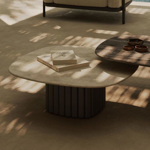 Tavolino basso contemporaneo - NAMI - MANUTTI - in alluminio termolaccato / in ceramica / con supporto in alluminio
