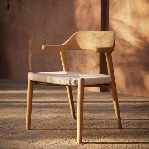 Sedia da pranzo design minimalista - YIKO - MANUTTI - da esterno / in teak / in vimini