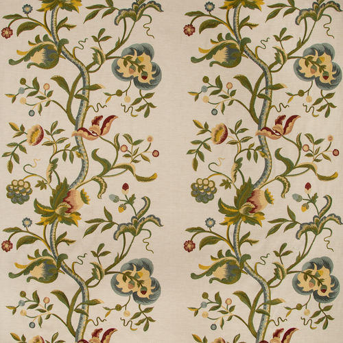 Tessuto da tappezzeria - DORTON EMBROIDERY - GP & J BAKER - per tende / a fiori / in poliestere