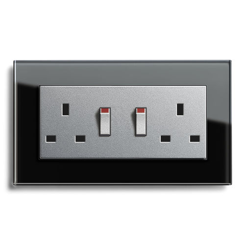 Presa di corrente - BRITISH STANDARD (BS 1363-2) - Gira - doppia / da parete / in vetro