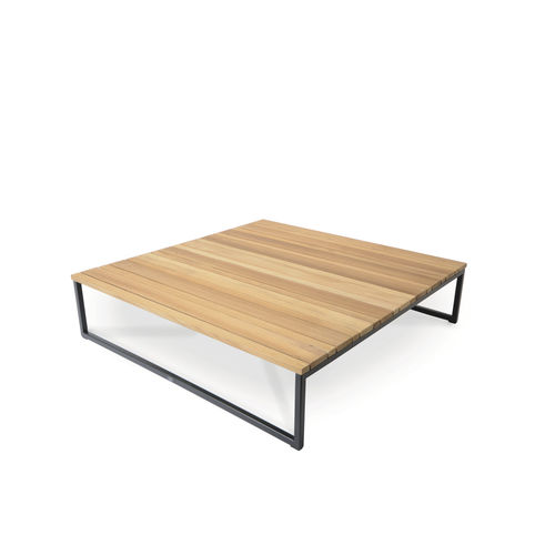 Tavolino basso contemporaneo - FLORA - FISCHER MÖBEL - in teak / in laminato / con supporto in acciaio inossidabile