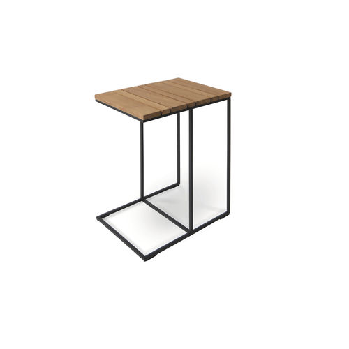 Tavolo d'appoggio design - FLORA - FISCHER MÖBEL - in teak / in laminato / con supporto in acciaio inossidabile