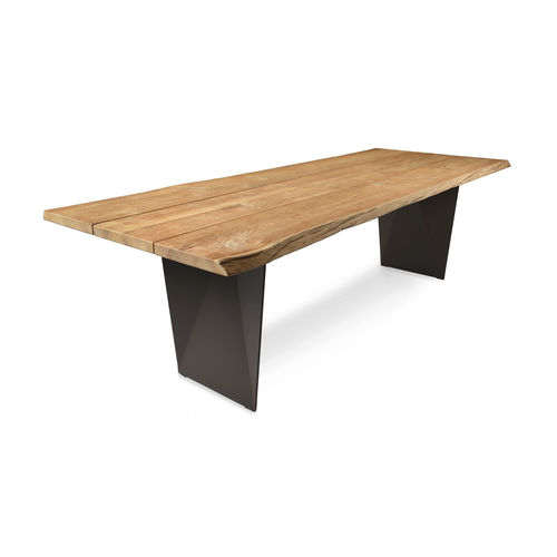 Tavolo da pranzo contemporaneo - TIERRA - FISCHER MÖBEL - in teak / con supporto in alluminio / rettangolare