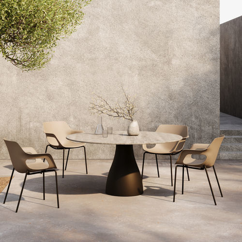 Tavolo design originale - MONROE - FISCHER MÖBEL - in ceramica / con supporto in alluminio / rotondo