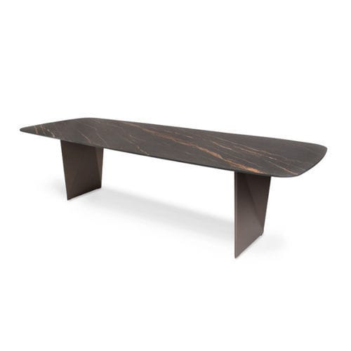 Tavolo da pranzo contemporaneo - TIERRA - FISCHER MÖBEL - in ceramica / con supporto in alluminio laccato / rettangolare