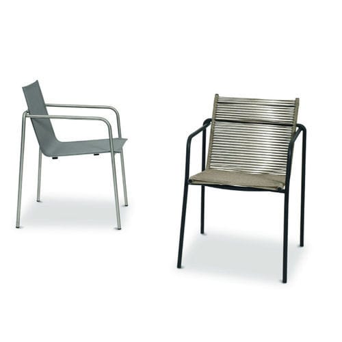 Sedia da giardino contemporanea - TAKU - FISCHER MÖBEL - da esterno / in Batyline® / con supporto in acciaio inossidabile lucido