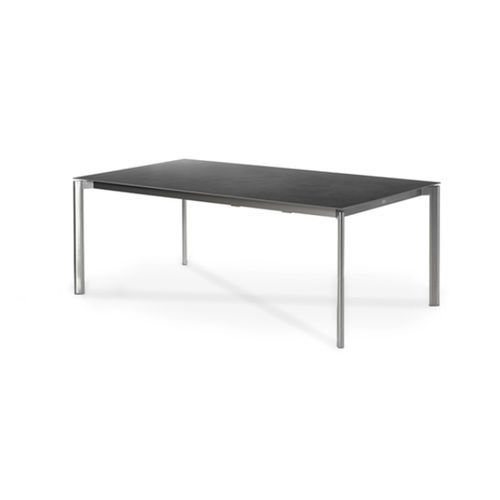 Tavolo da pranzo contemporaneo - SWING - FISCHER MÖBEL - in acciaio inossidabile / in cemento / in teak