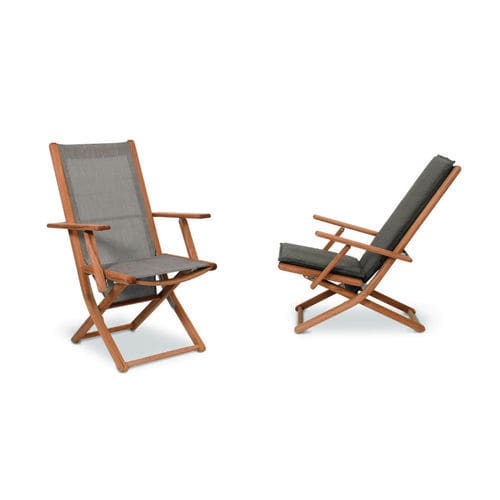 Poltrona classica - TENNIS - FISCHER MÖBEL - in tessuto / in teak / regolabile
