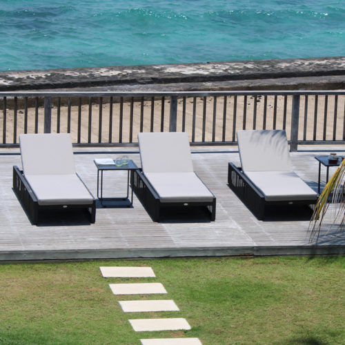 Lettino prendisole contemporaneo - HORIZON  - SKY LINE DESIGN - in tessuto / in teak / in alluminio