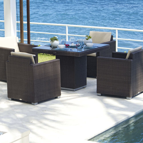 Set tavolo e sedia contemporaneo - PACIFIC  - SKY LINE DESIGN - da esterno / in resina intrecciata / in tessuto