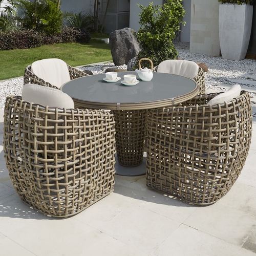 Tavolo da pranzo contemporaneo - DYNASTY - SKY LINE DESIGN - in vimini / in vetro / con supporto in alluminio