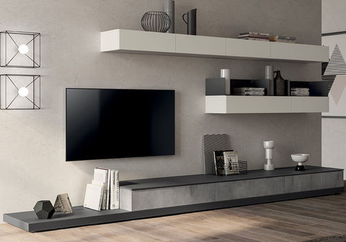 Parete attrezzata TV contemporaneo - LIVING EVOLUTION - SCAVOLINI - in vetro / in metallo / in melaminico