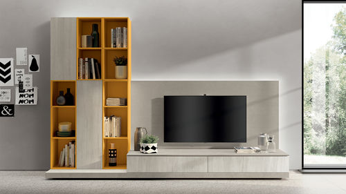 Parete attrezzata TV contemporaneo - LIVING SAX - SCAVOLINI - in metallo laccato / in melaminico / in laminato