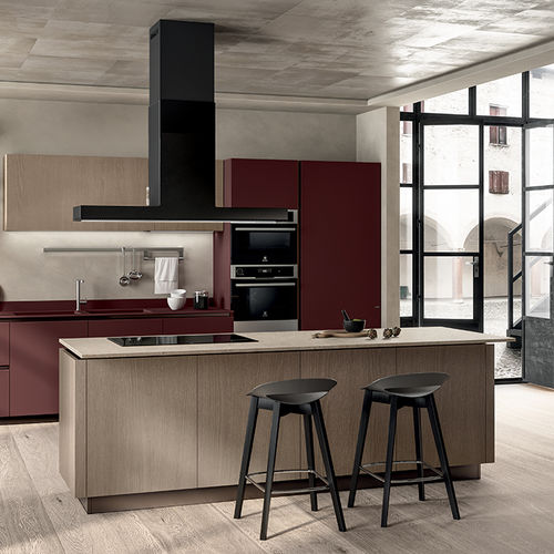 Cucina contemporanea - LIBERAMENTE - SCAVOLINI - impiallacciata in legno / in vetro / in quarzo