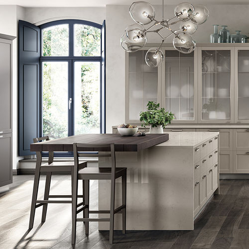 Cucina contemporanea - CARATTERE - SCAVOLINI - impiallacciata in legno / in rovere / in vetro