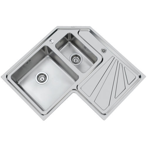 Lavello a 2 vasche - ANGOLARE 3308.STD - 3308 050 - Foster spa - con gocciolatoio / in acciaio inossidabile / da incasso