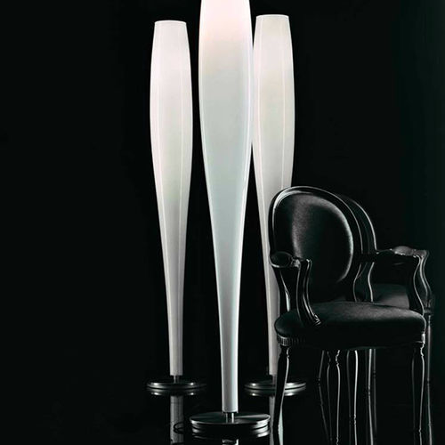 Lampada da terra - STAND - Av Mazzega - in nichel / in vetro soffiato / in raso
