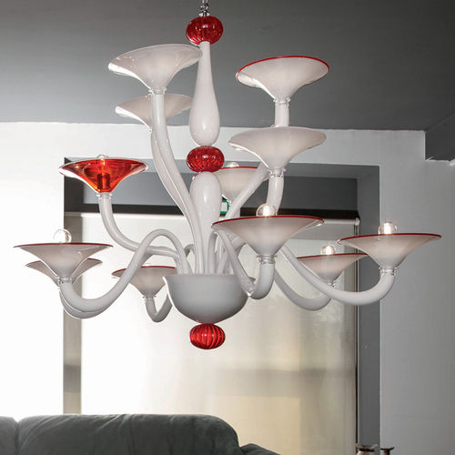 Lampadario stile veneziano - VENEZIA - Av Mazzega - in vetro / in metallo lucido / da 9 lampadine