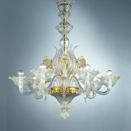 Lampadario stile veneziano - SAN CLEMENTE - Av Mazzega - in cristallo / in metallo lucido / da 8 lampadine