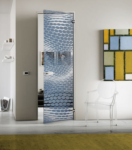 Porta da interno - HYBRID : HEXAGONE - Casali - in vetro temprato / in acciaio inossidabile / battente