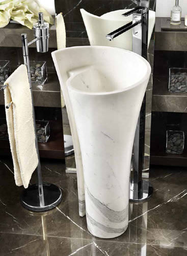 Lavabo autoportante - VENERE - MGM - in marmo / con specchio regolabile / rotondo