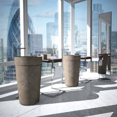Lavabo autoportante - ZOE - MGM - in marmo / con specchio regolabile / rotondo
