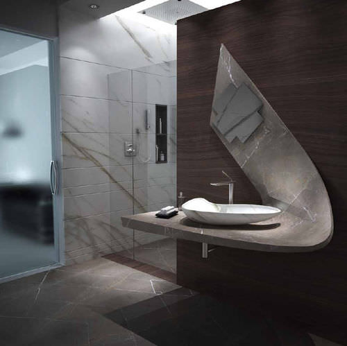 Lavabo da appoggio - MILO - MGM - in marmo / con specchio regolabile / design originale