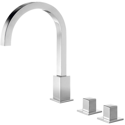 Miscelatore doppio comando per lavabo - CUADRO-TRES: 00810503 - TRES Grifería - da appoggio / in metallo cromato / da bagno