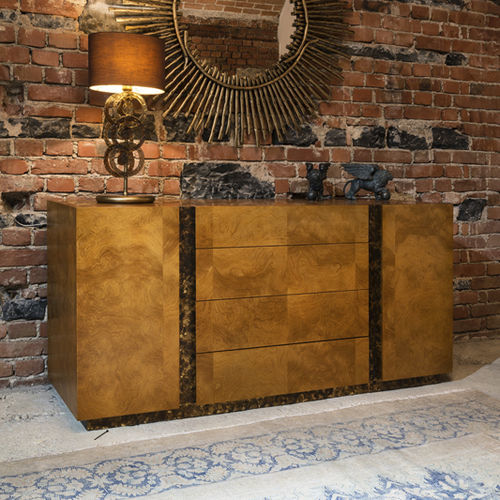 Cassettone contemporaneo - DIADEMA  - Mantellassi 1926 - in frassino / in legno dorato a foglia oro / rettangolare