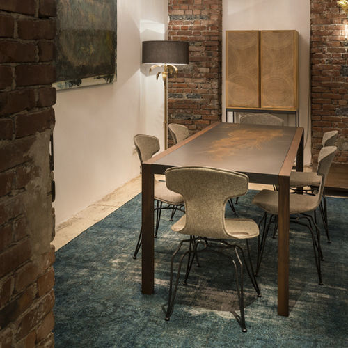 Tavolo da pranzo contemporaneo - MECCANICA - Mantellassi 1926 - in acciaio / con supporto in acciaio / rettangolare