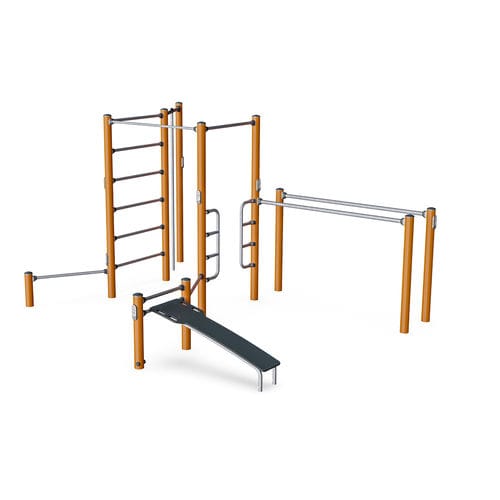 Attrezzature di street workout per spazio pubblico - COMBI 4 - KOMPAN - per attività sportiva / per parco giochi / dips
