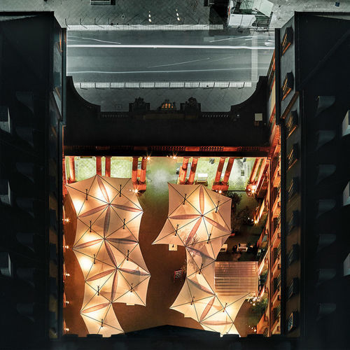 Tendone parasole in tela - TYPE EV - MDT-TEX - per spazio pubblico